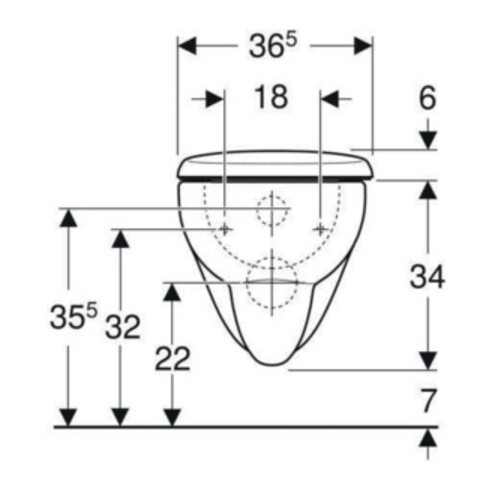 Geberit Wand-WC, Tiefspüler Renova 6/5 l, Set, mit WC-Sitz, weiß