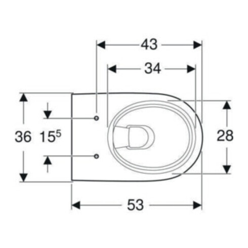 Geberit Wand-WC, Tiefspüler Renova 6/5 l, teilgeschl. Form, rimfree, weiß