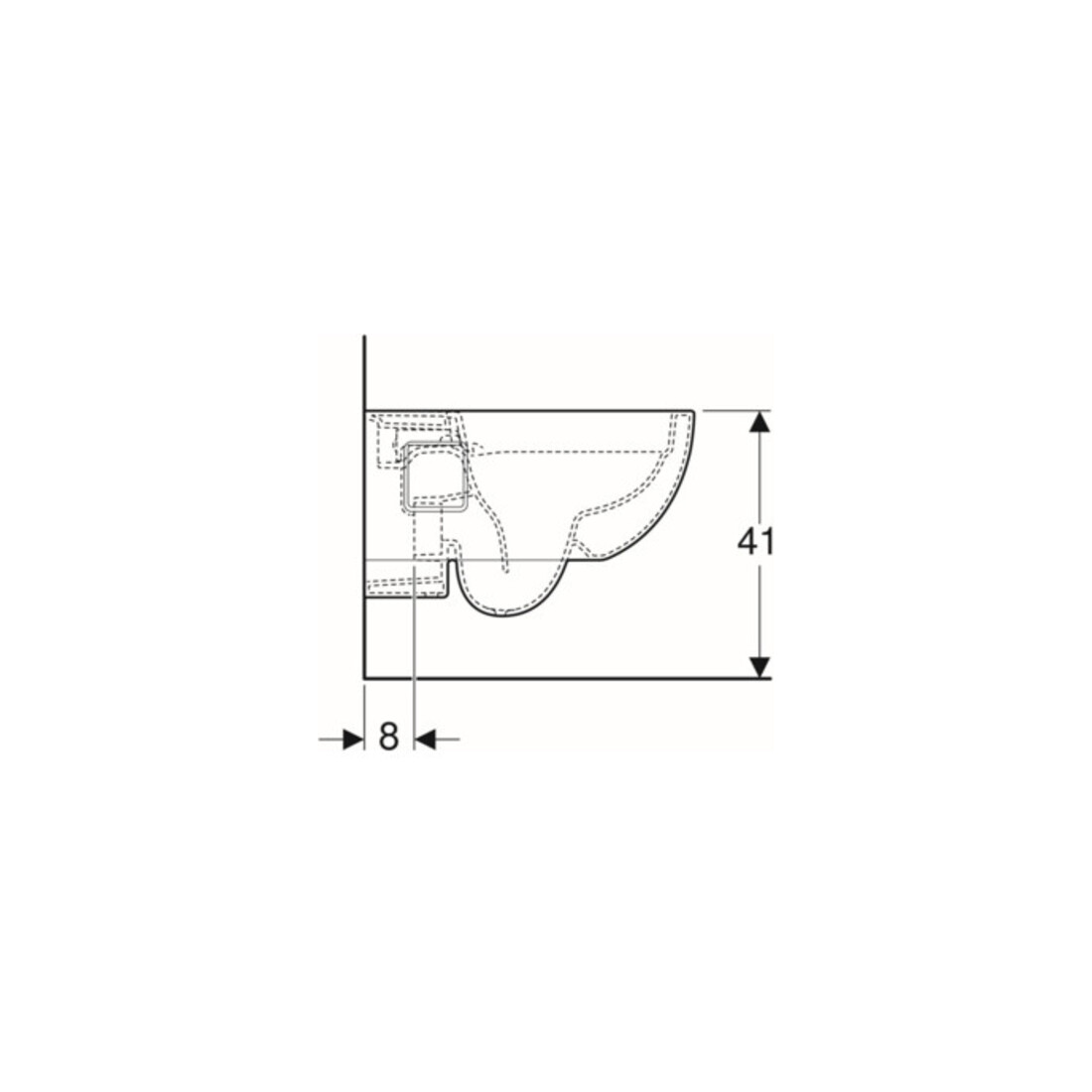 Geberit Wand-WC, Tiefspüler Renova 6/5 l, teilgeschl. Form, rimfree, weiß