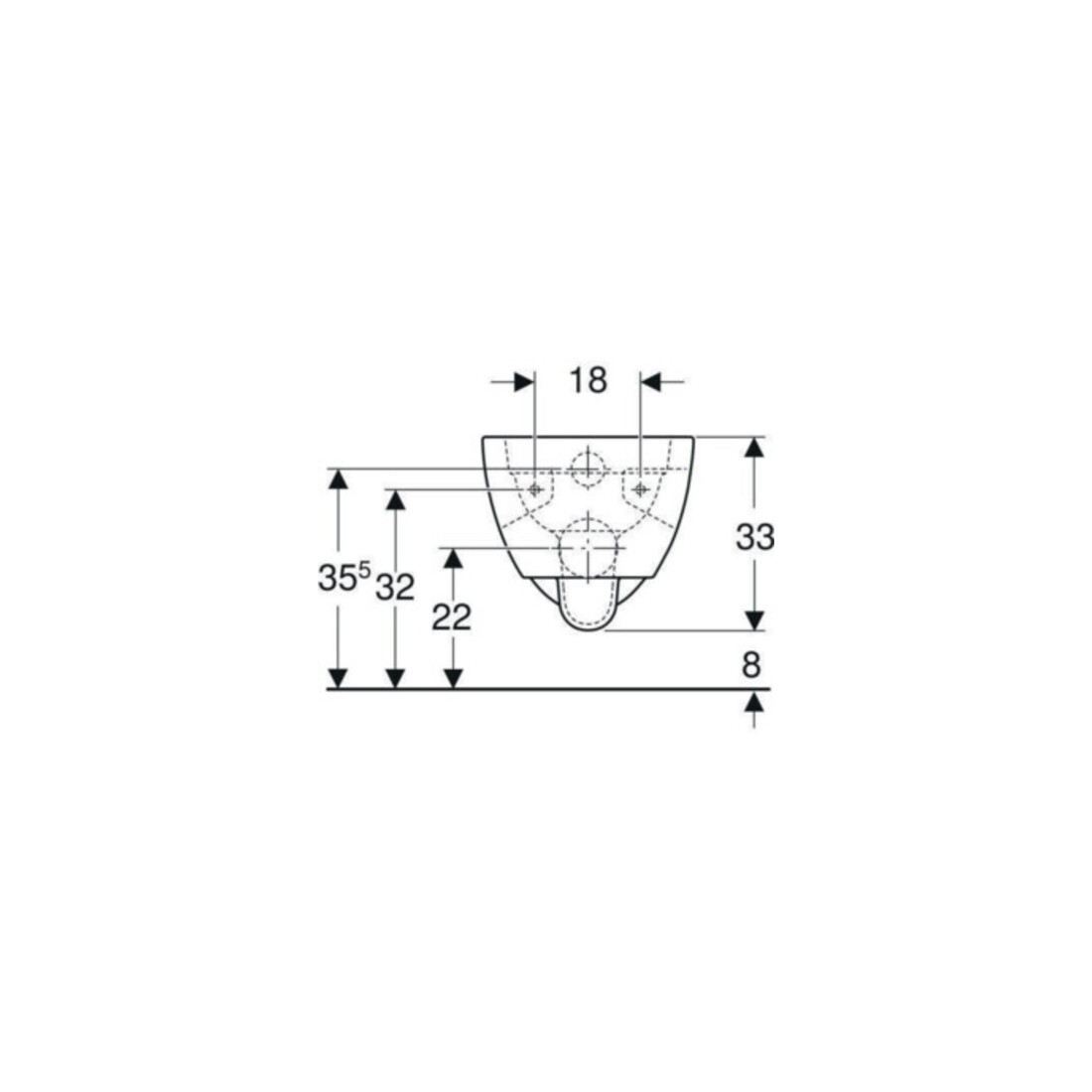 Geberit Wand-WC, Tiefspüler Renova 6/5 l, teilgeschl. Form, rimfree, weiß