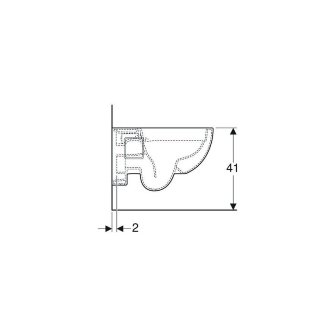 Geberit Wand-WC, Tiefspüler Renova 6/5 l, teilgeschl. Form, rimfree, weiß