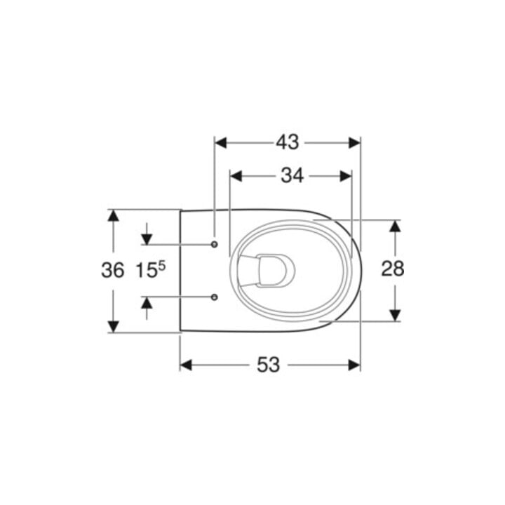 Geberit Wand-WC, Tiefspüler Renova 6/5 l, teilgeschl. Form, rimfree, weiß