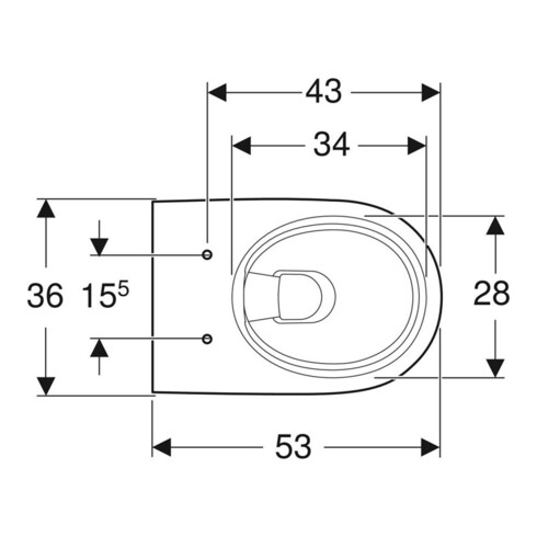 Geberit Wand-WC, Tiefspüler Renova 6/5 l, teilgeschl. Form, rimfree, weiß