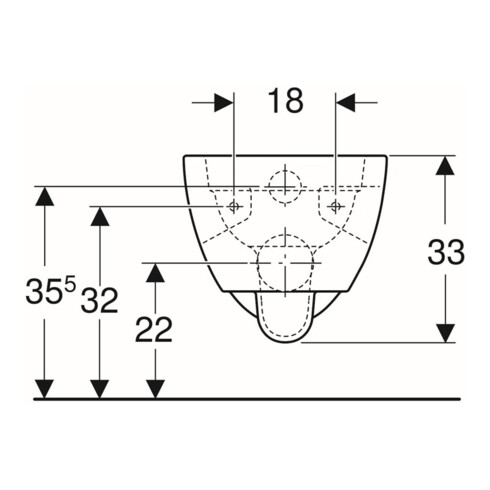 Geberit Wand-WC, Tiefspüler Renova 6/5 l, teilgeschl. Form, rimfree, weiß