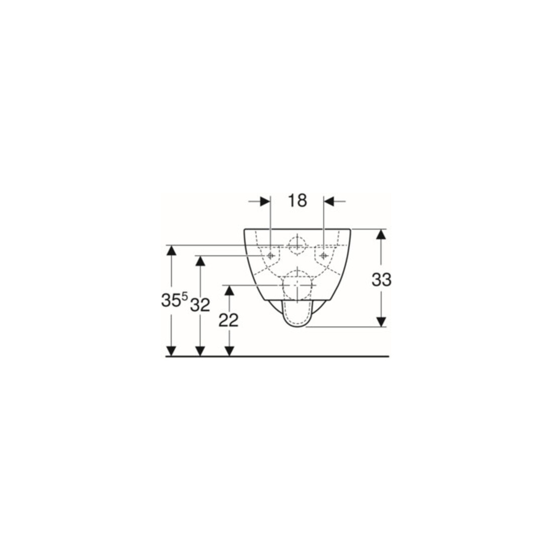 Geberit Wand-WC, Tiefspüler Renova 6/5 l, teilgeschl. Form, rimfree, weiß