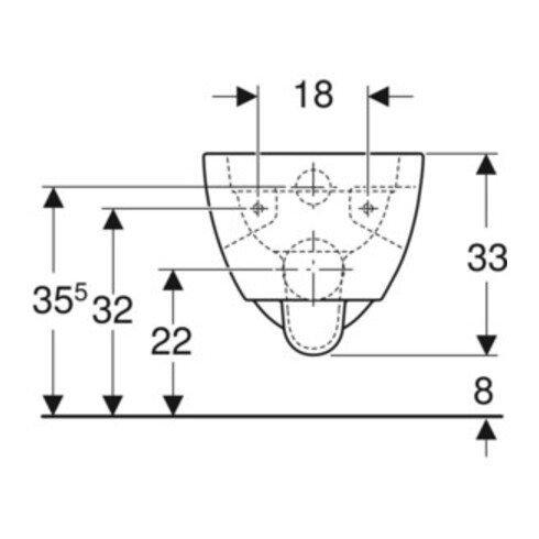Geberit Wand-WC, Tiefspüler Renova 6/5 l, teilgeschl. Form, rimfree, weiß