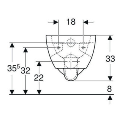 Geberit Wand-WC, Tiefspüler Renova 6/5 l, teilgeschl. Form, rimfree, weiß