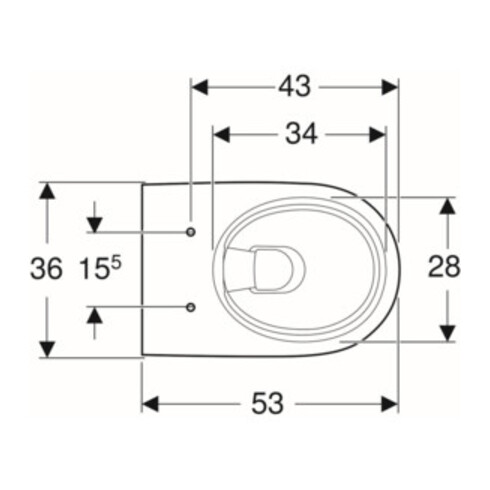 Geberit Wand-WC, Tiefspüler Renova 6/5 l, teilgeschl. Form, rimfree, weiß
