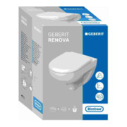 Geberit Wand-WC, Tiefspüler Renova 6 l, rimfree, mit WC-Sitz, weiß