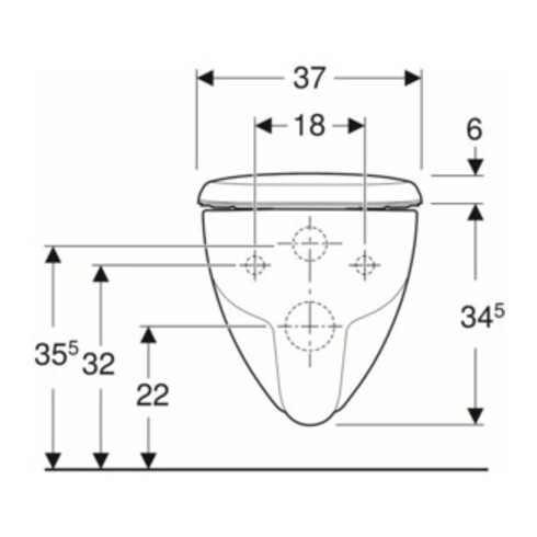 Geberit Wand-WC, Tiefspüler Renova 6 l, rimfree, mit WC-Sitz, weiß