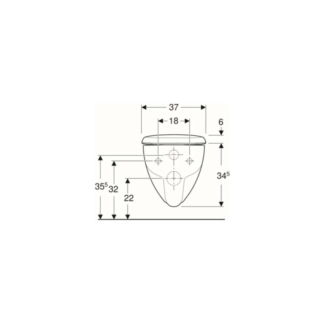 Geberit Wand-WC, Tiefspüler Renova 6 l, rimfree, mit WC-Sitz, weiß