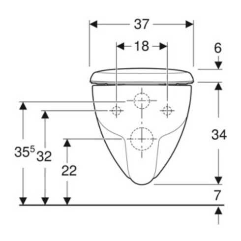 Geberit Wand-WC, Tiefspüler Renova 6 l, rimfree, mit WC-Sitz, weiß