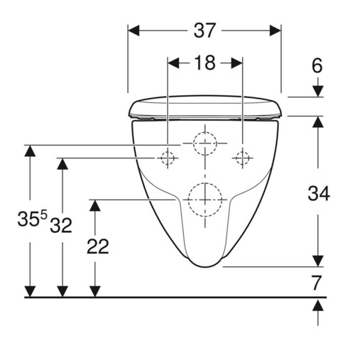 Geberit Wand-WC, Tiefspüler Renova 6 l, rimfree, mit WC-Sitz, weiß