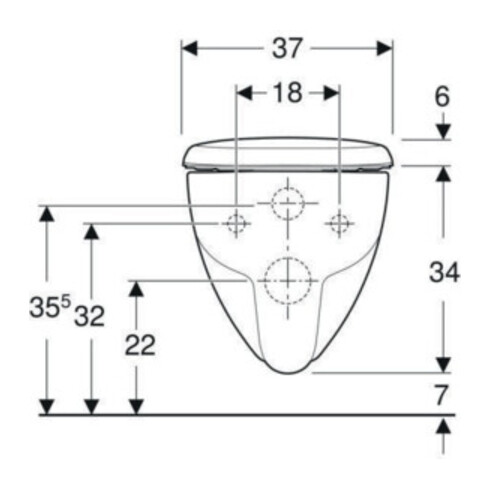 Geberit Wand-WC, Tiefspüler Renova 6 l, rimfree, mit WC-Sitz, weiß