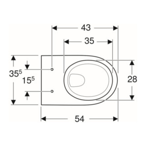 Geberit Wand-WC, Tiefspüler Renova 6 l, rimfree, weiß