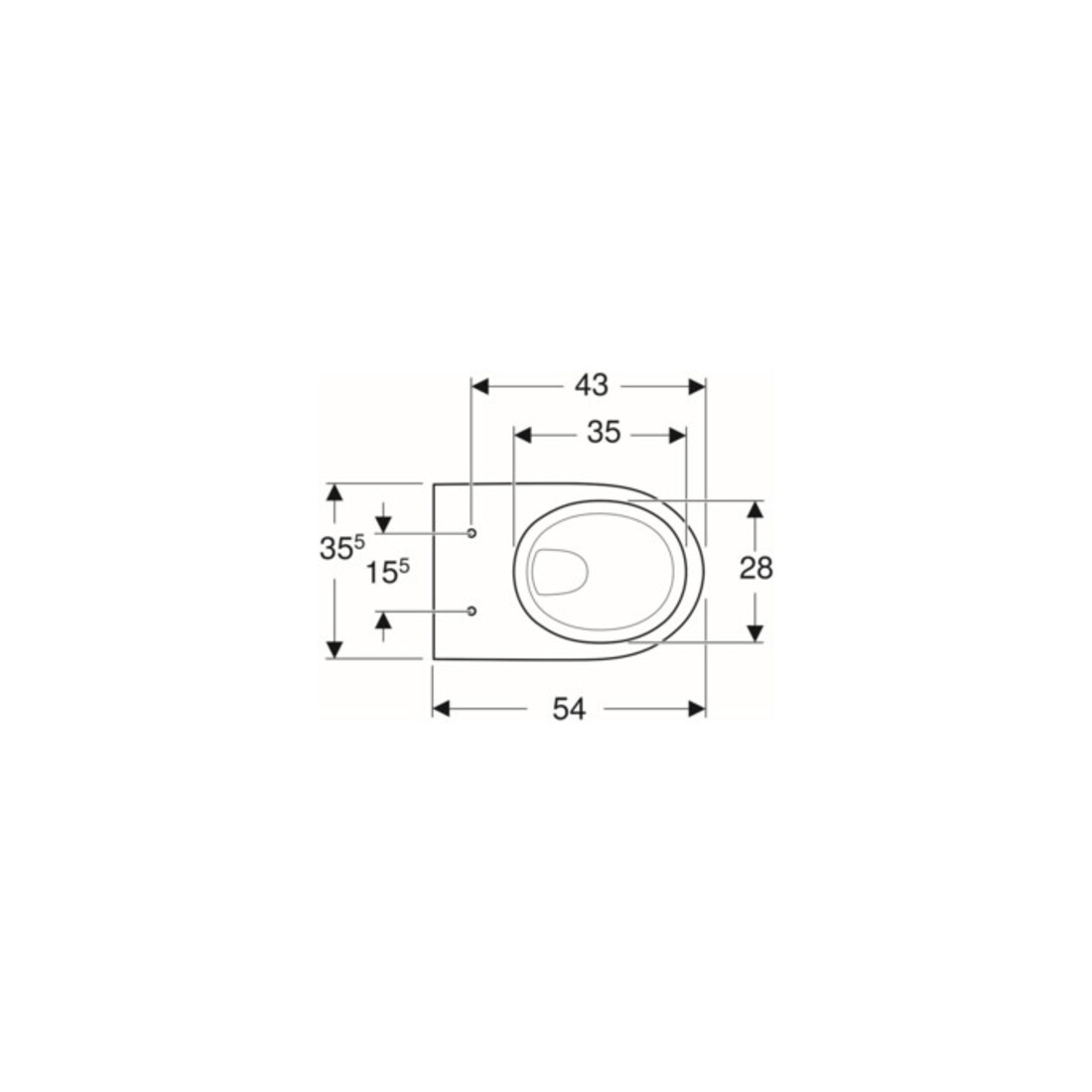Geberit Wand-WC, Tiefspüler Renova 6 l, rimfree, weiß
