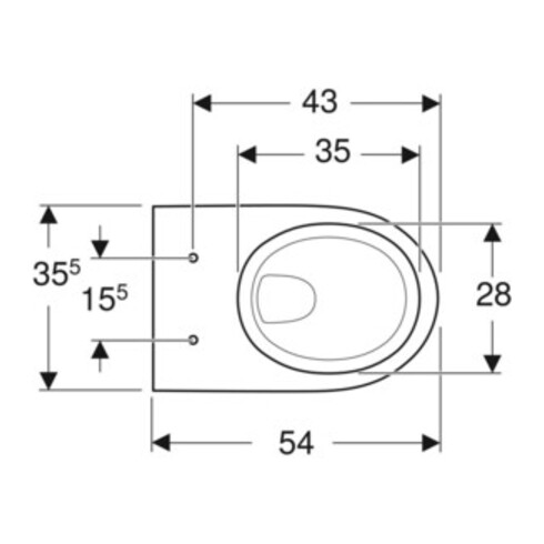 Geberit Wand-WC, Tiefspüler Renova 6 l, rimfree, weiß