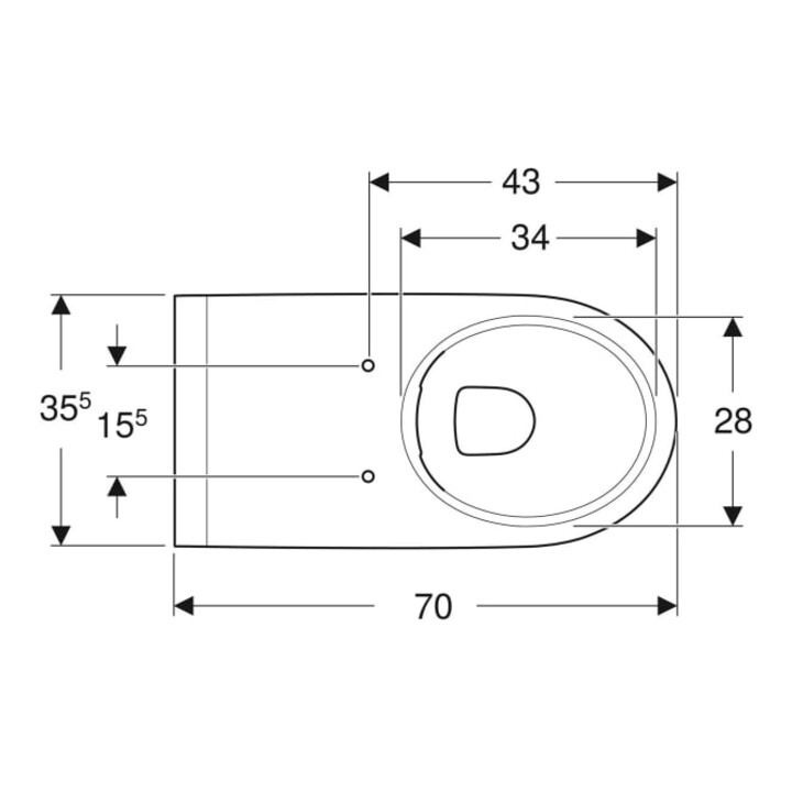 Geberit Wand-WC, Tiefspüler Renova Comfort KeraT./we, 5/6 l, teilgeschl. F., rimfr.
