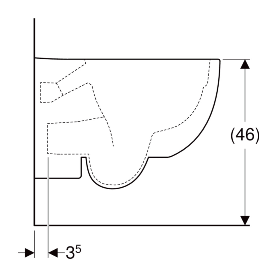 Geberit Wand-WC, Tiefspüler Renova Comfort KeraT./we, 6 l, erh., geschl. F., rimfr.