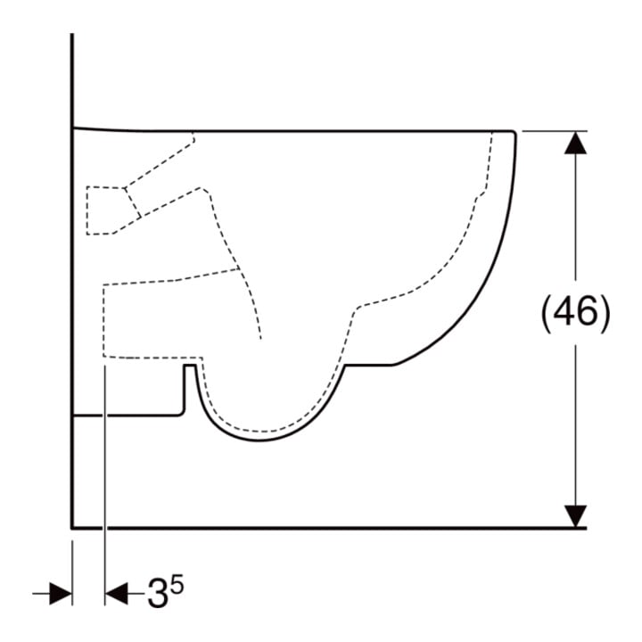 Geberit Wand-WC, Tiefspüler Renova Comfort KeraT./we, 6 l, erh., geschl. F., rimfr.