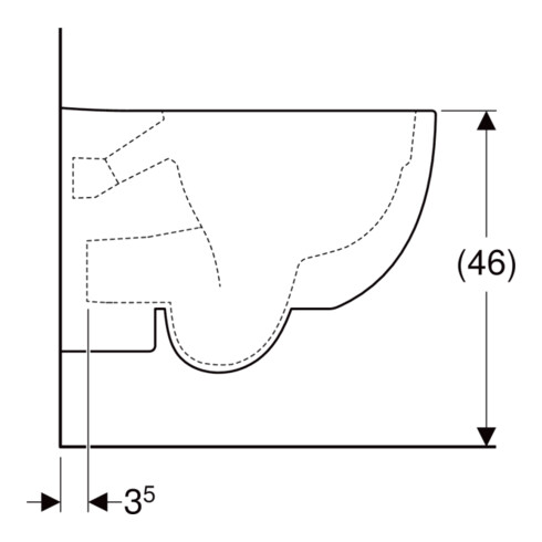 Geberit Wand-WC, Tiefspüler Renova Comfort we., 6 l, erh., geschl. Form, rimfree