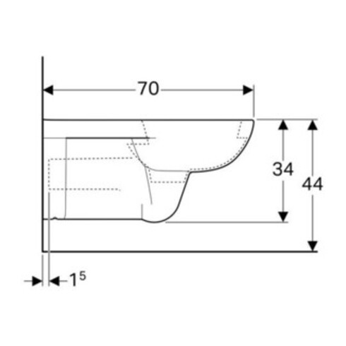 Geberit Wand-WC, Tiefspüler Renova Comfort weiß, 6 l, verlängerte Ausladung