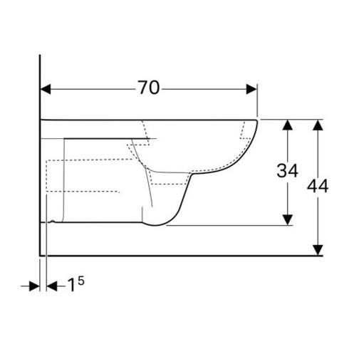 Geberit Wand-WC, Tiefspüler Renova Comfort weiß, 6 l, verlängerte Ausladung