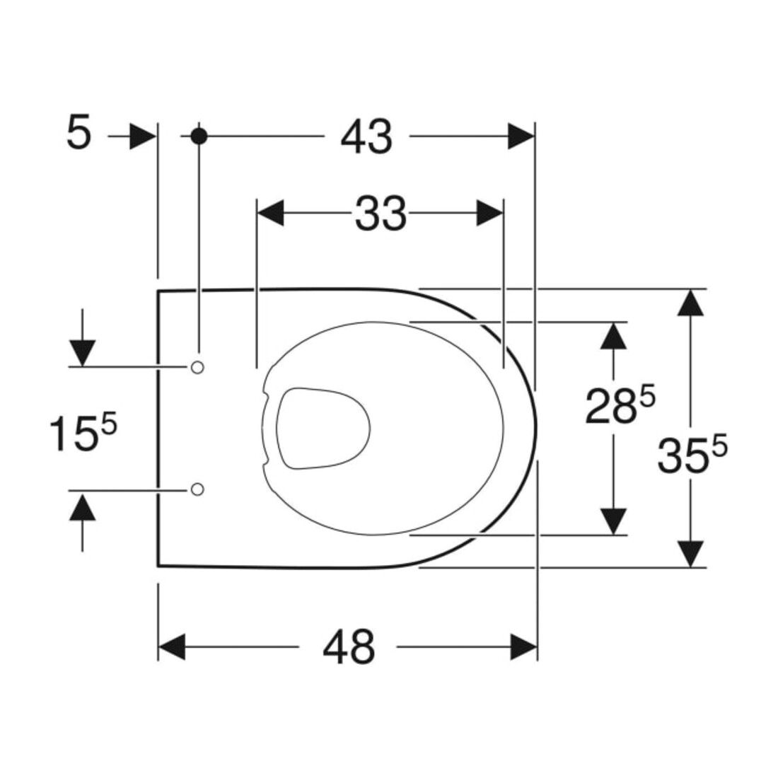 Geberit Wand-WC, Tiefspüler Renova Compact 6/5 l, verk. Ausl., rimfr., KeraTect/we