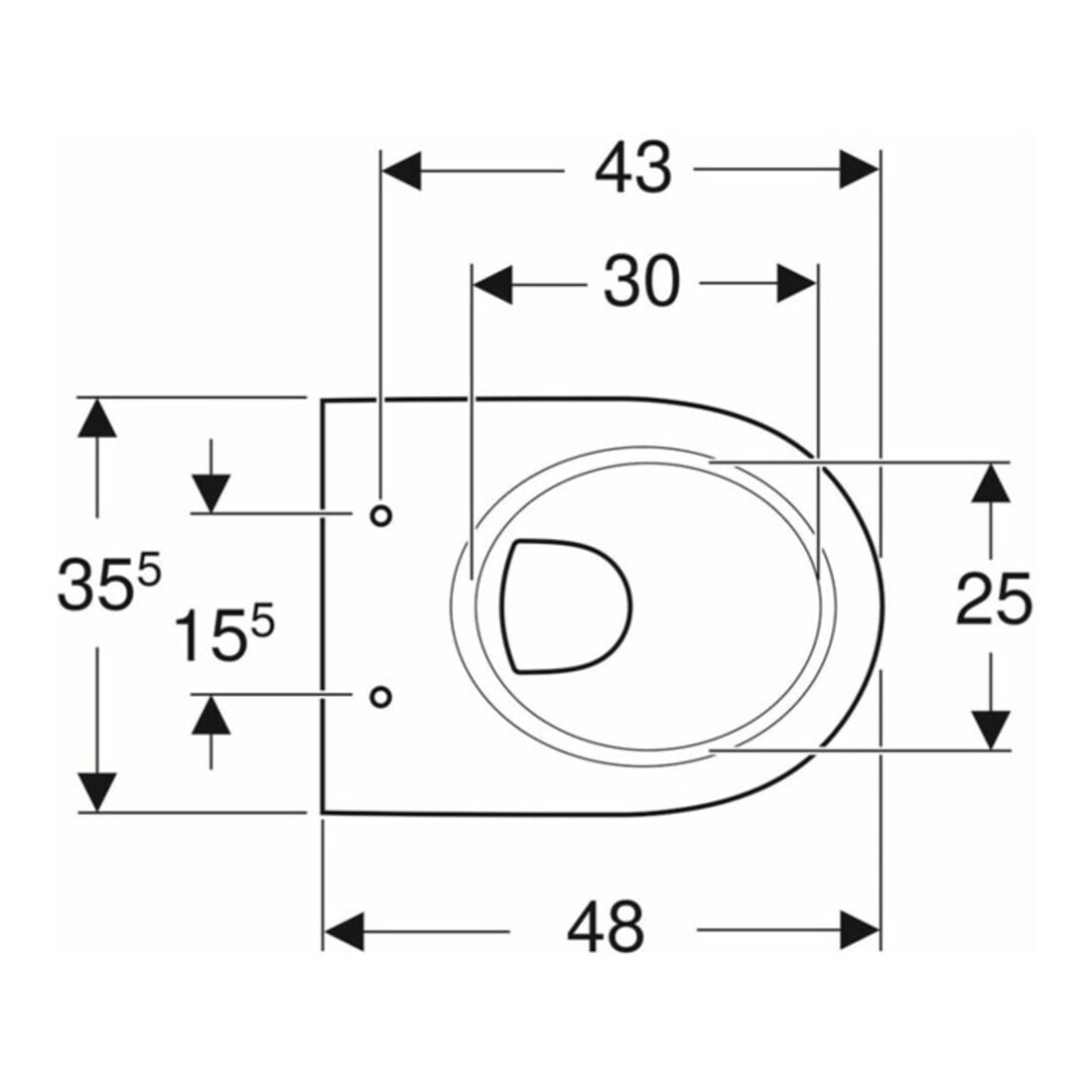 Geberit Wand-WC, Tiefspüler Renova Compact 6/5 l, verkürzte Ausladung, weiß