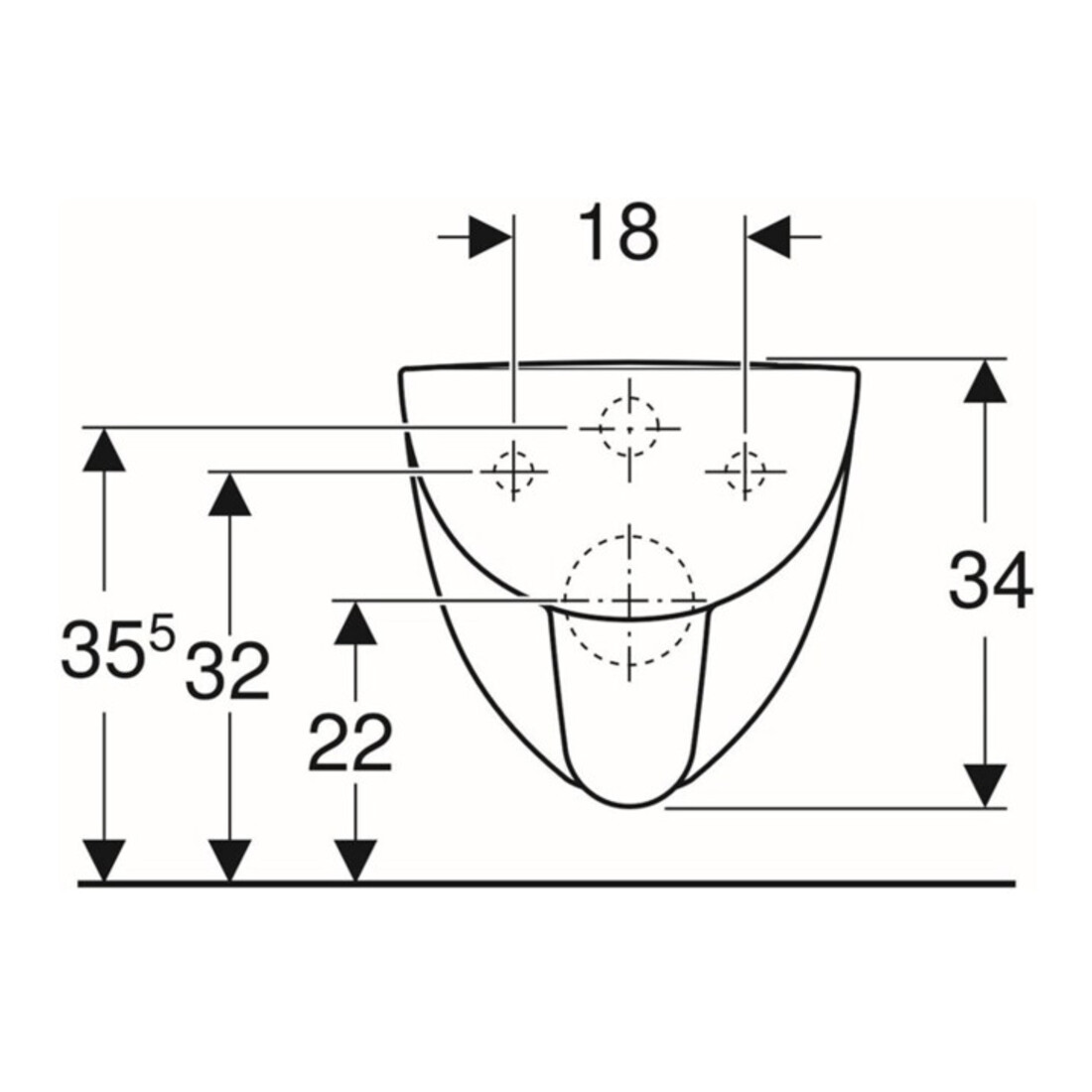 Geberit Wand-WC, Tiefspüler Renova Compact 6/5 l, verkürzte Ausladung, weiß