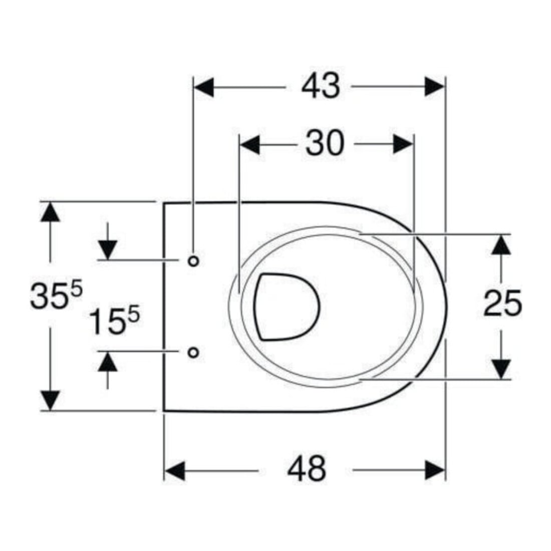Geberit Wand-WC, Tiefspüler Renova Compact 6/5 l, verkürzte Ausladung, weiß