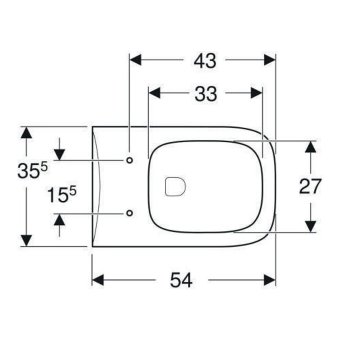 Geberit Wand-WC, Tiefspüler Renova Plan 6/5 l, rimfree, weiß