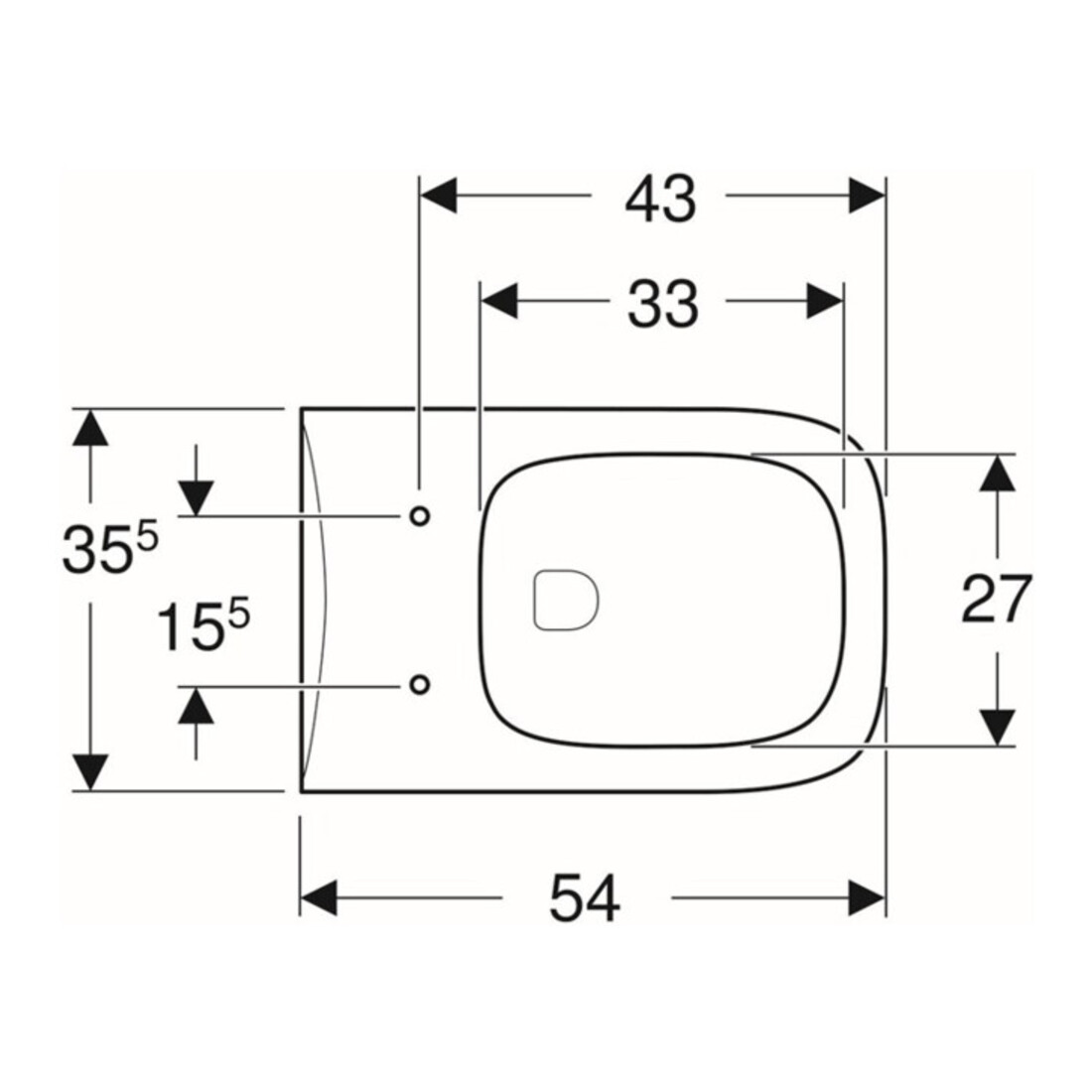 Geberit Wand-WC, Tiefspüler Renova Plan 6/5 l, rimfree, weiß