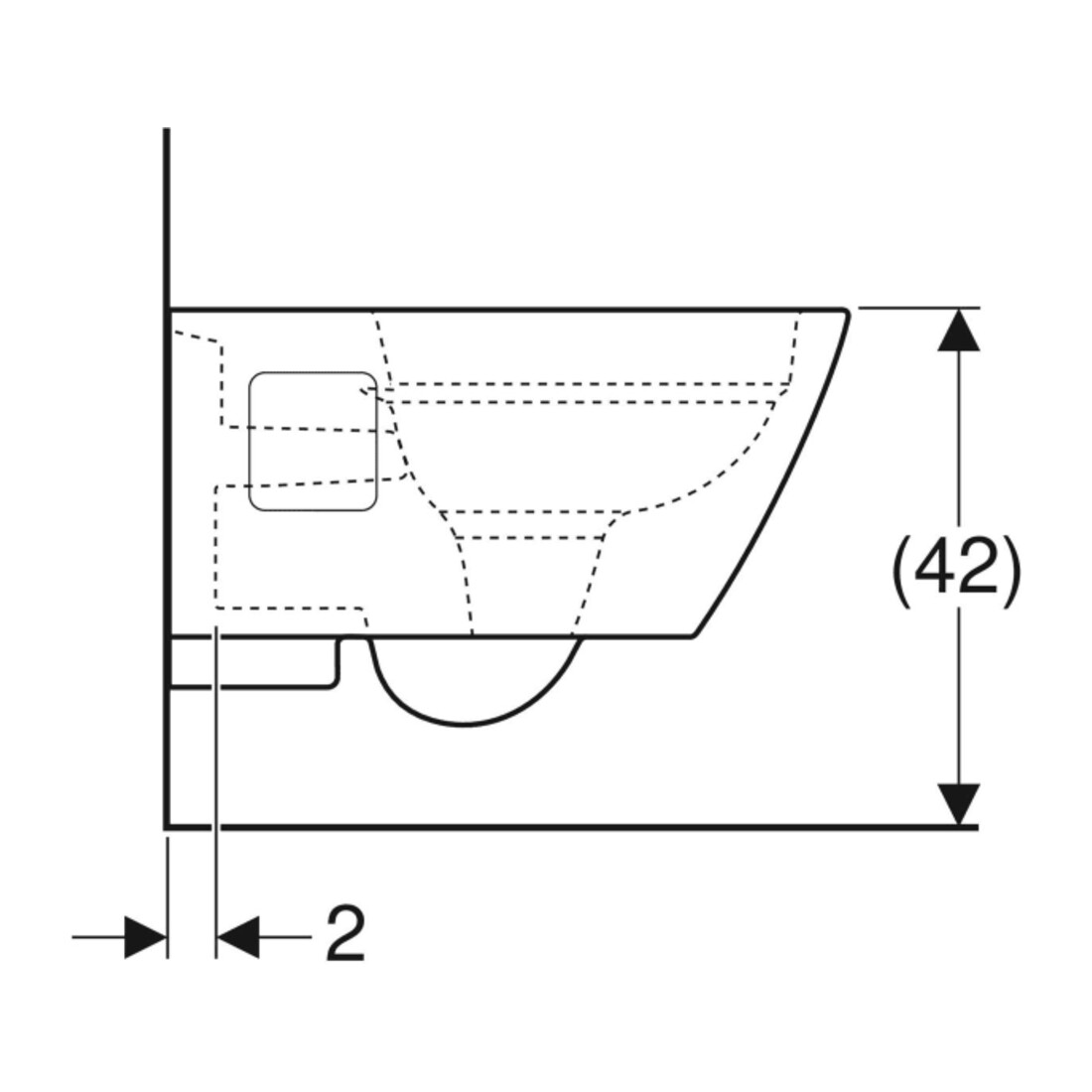 Geberit Wand-WC, Tiefspüler Renova Plan 6/5 l, teilg. F., rimfr., KeraTect/we