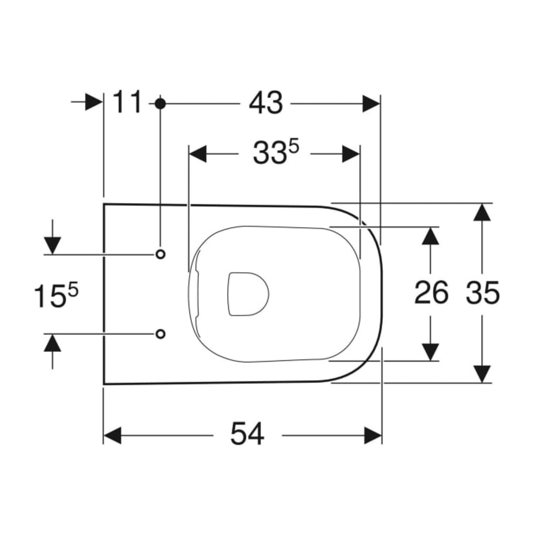 Geberit Wand-WC, Tiefspüler Renova Plan 6/5 l, teilg. F., rimfr., KeraTect/we