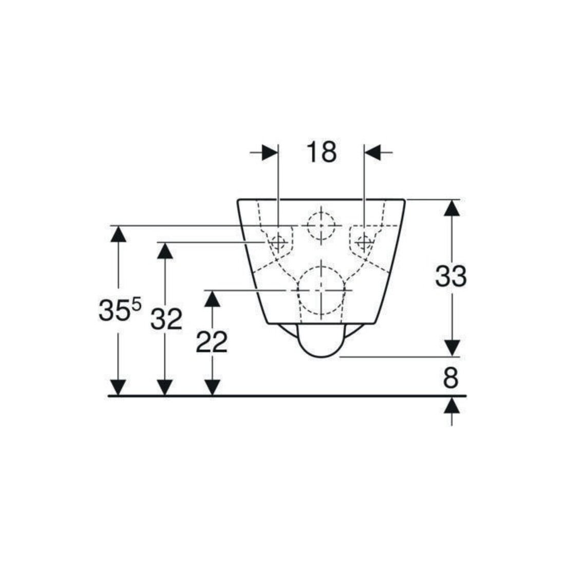 Geberit Wand-WC, Tiefspüler Renova Plan 6/5 l, teilgeschl. Form, rimfree, weiß