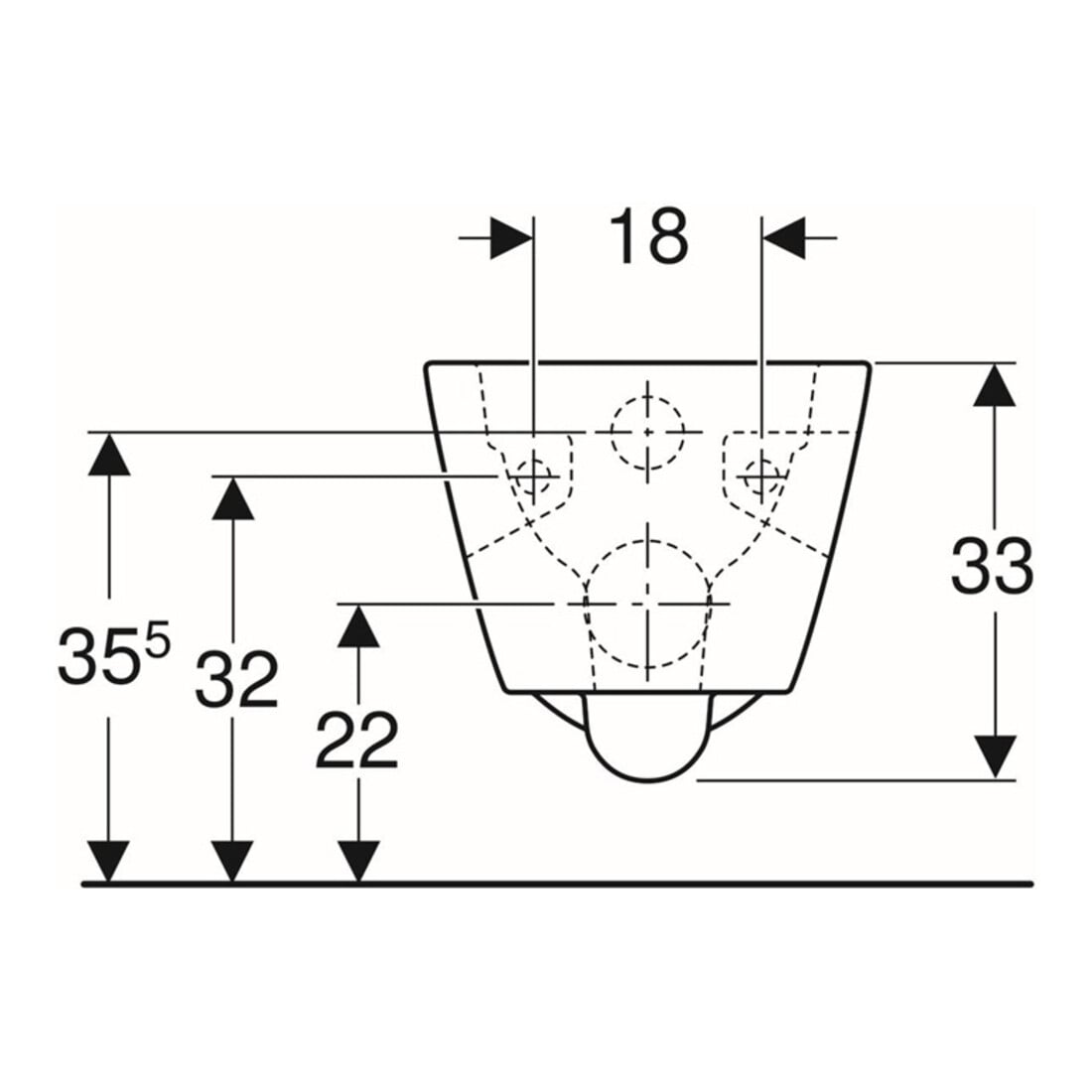 Geberit Wand-WC, Tiefspüler Renova Plan 6/5 l, teilgeschl. Form, rimfree, weiß