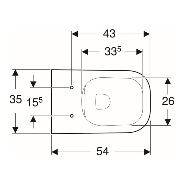 Geberit Wand-WC, Tiefspüler Renova Plan 6/5 l, teilgeschl. Form, rimfree, weiß