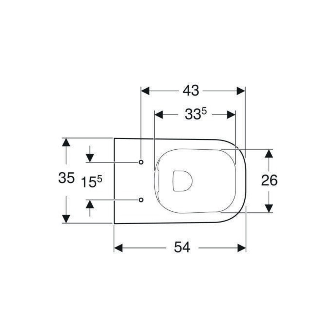 Geberit Wand-WC, Tiefspüler Renova Plan 6/5 l, teilgeschl. Form, rimfree, weiß