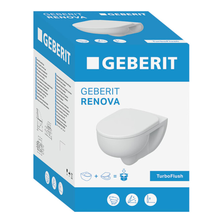 Geberit Wand-WC, Tiefspüler Renova Set mit WC-Sitz, TurboFlush, weiß