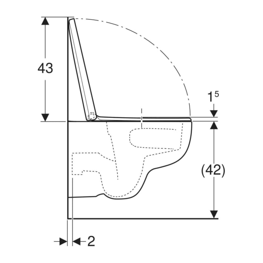 Geberit Wand-WC, Tiefspüler Renova Set mit WC-Sitz, TurboFlush, weiß