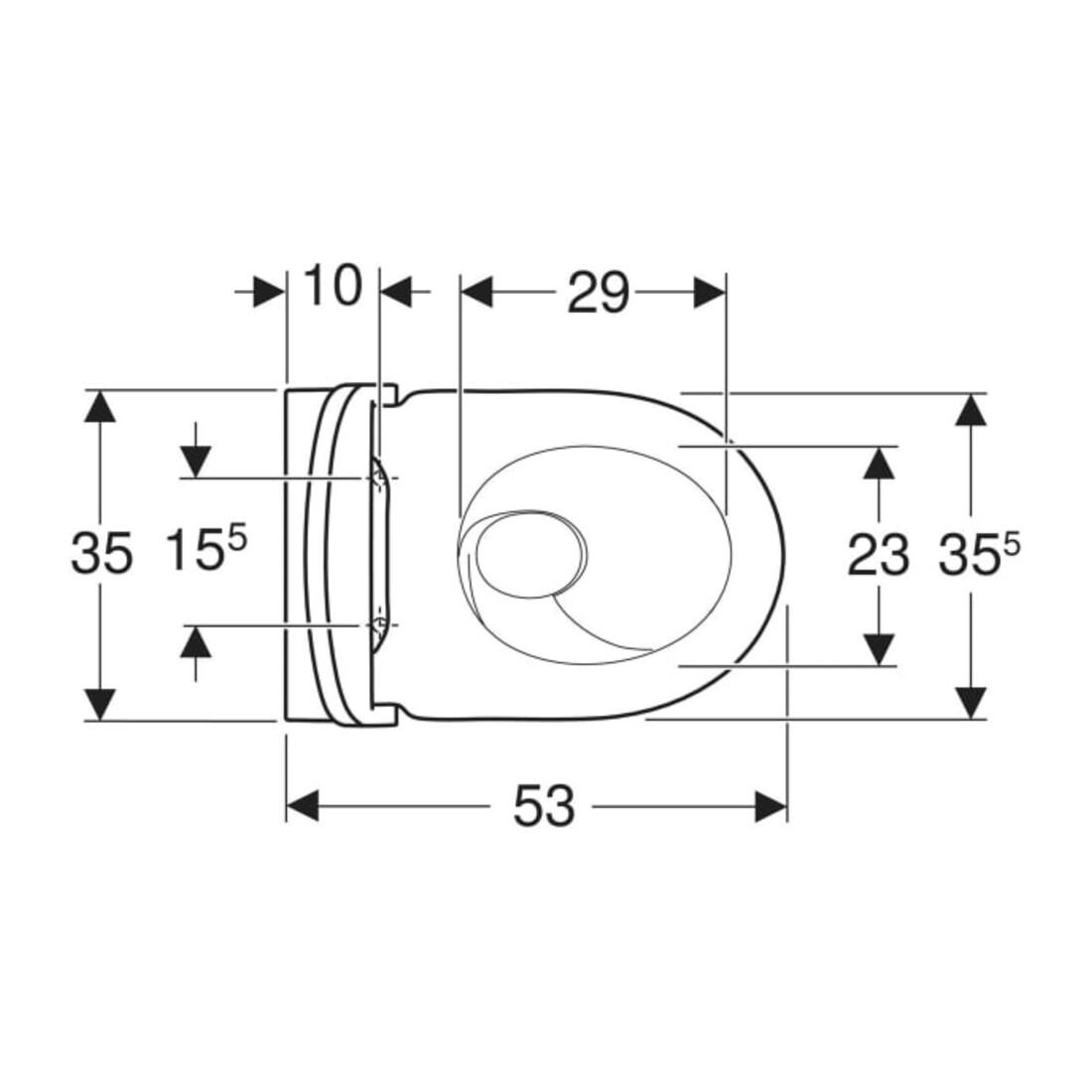 Geberit Wand-WC, Tiefspüler-Set Acanto 36x38,5x53,5cm, 4,5 l, geschlossen, weiß