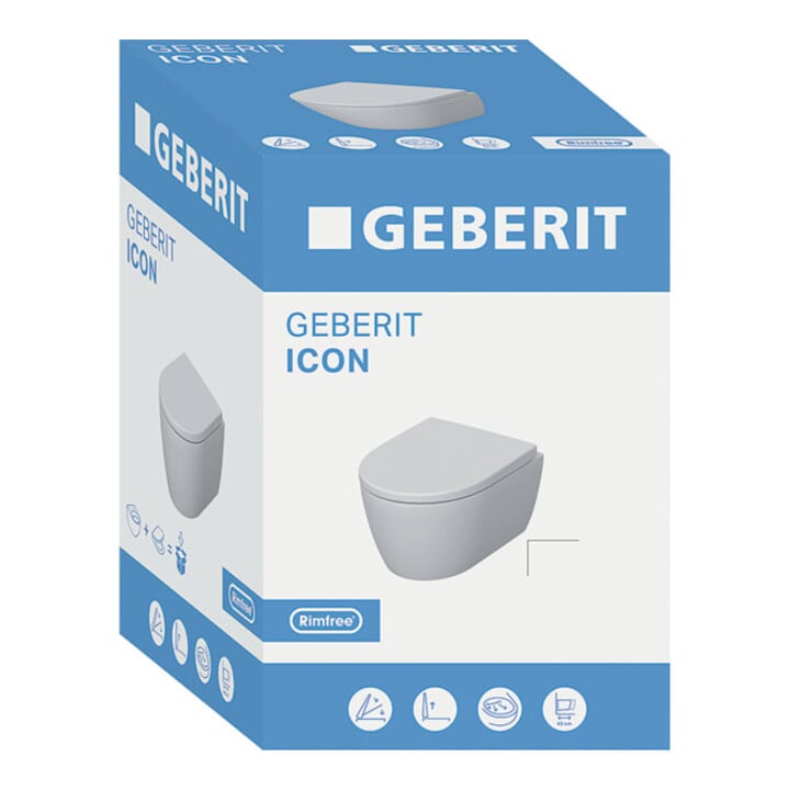 Geberit Wand-WC, Tiefspüler Set iCon 36x49cm, vrk A, ge F., rimf, m Sitz, we.