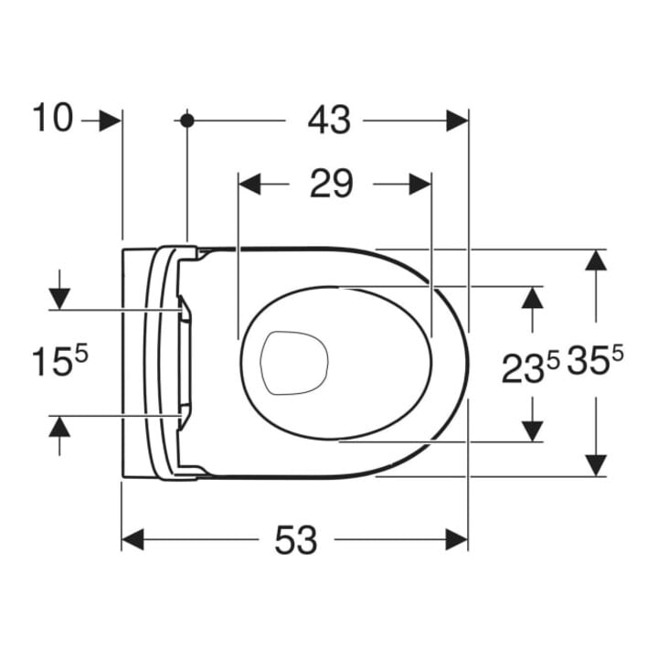 Geberit Wand-WC, Tiefspüler Set iCon 36x53cm, ge F., rimfr., m Sitz, we. ma