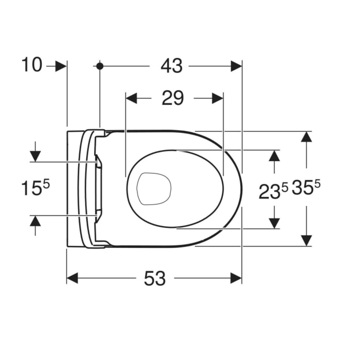 Geberit Wand-WC, Tiefspüler Set iCon 36x53cm, ge F., rimfr., m Sitz, we. ma