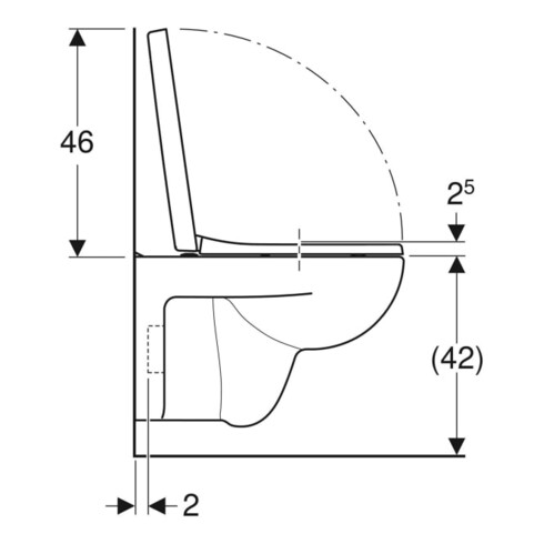 Geberit Wand-WC, Tiefspüler-Set Renova Plan 6/5 l, mit WC-Sitz, weiß