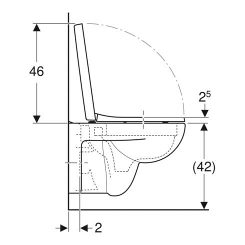 Geberit Wand-WC, Tiefspüler-Set Renova Plan 6/5 l, rimfree, mit WC-Sitz, weiß