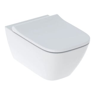 Geberit Wand-WC, Tiefspüler Smyle Square geschl., rimf, m Sitz, überl. Deck, we.