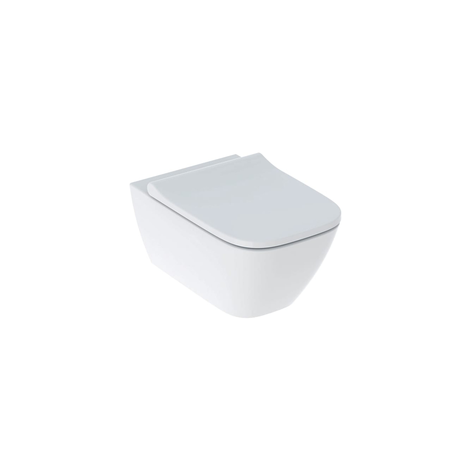 Geberit Wand-WC, Tiefspüler Smyle Square geschl., rimf, m Sitz, überl. Deck, we.