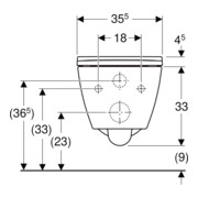 Geberit Wand-WC, Tiefspüler Smyle Square geschl., rimf, m Sitz, überl. Deck, we.-5